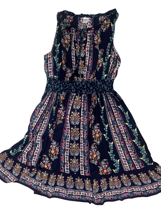 Bila Dresses & Skirts - Bila Navy Floral Stripe Sundress with Pink and Green Accents